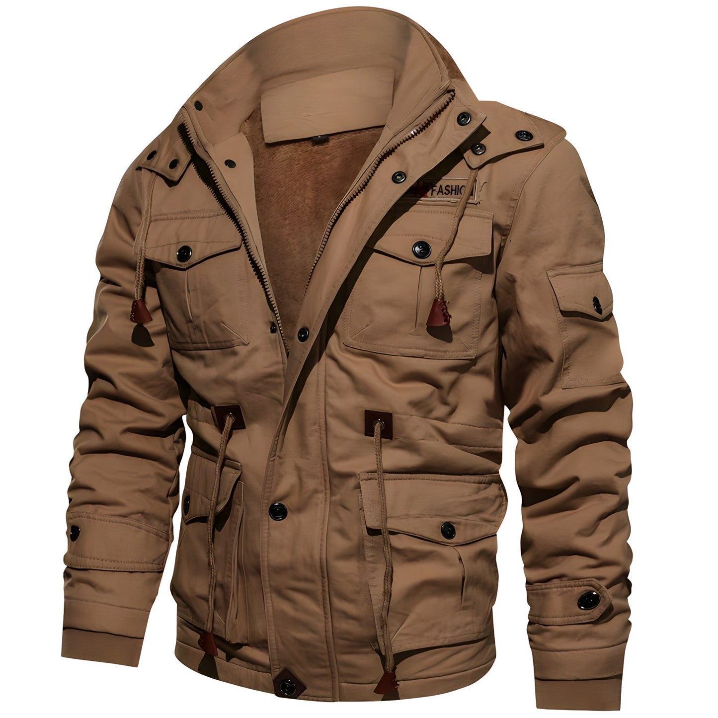 Cargo-Jacke | Mit Kapuze | Taschen | Fleece-Futter | Herren Winterjacke