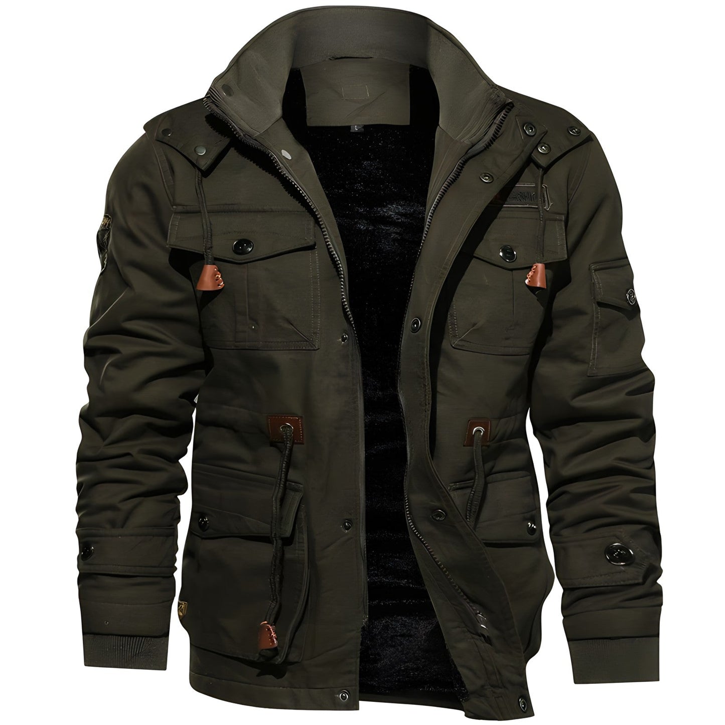 Cargo-Jacke | Mit Kapuze | Taschen | Fleece-Futter | Herren Winterjacke