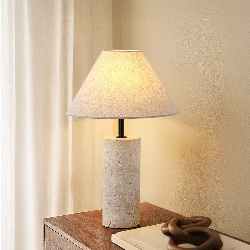 Lampe de table moderne et minimaliste avec base en marbre et abat-jour en lin