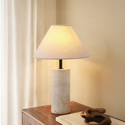 Lampe de table moderne et minimaliste avec base en marbre et abat-jour en lin