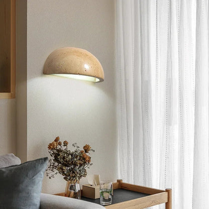 Applique murale LED demi-lune en pierre à texture naturelle pour la décoration intérieure