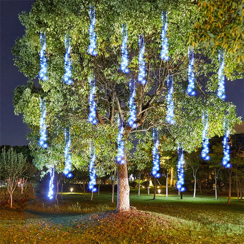 Blue LED Meteor Shower Lights for Christmas Tree Decoration