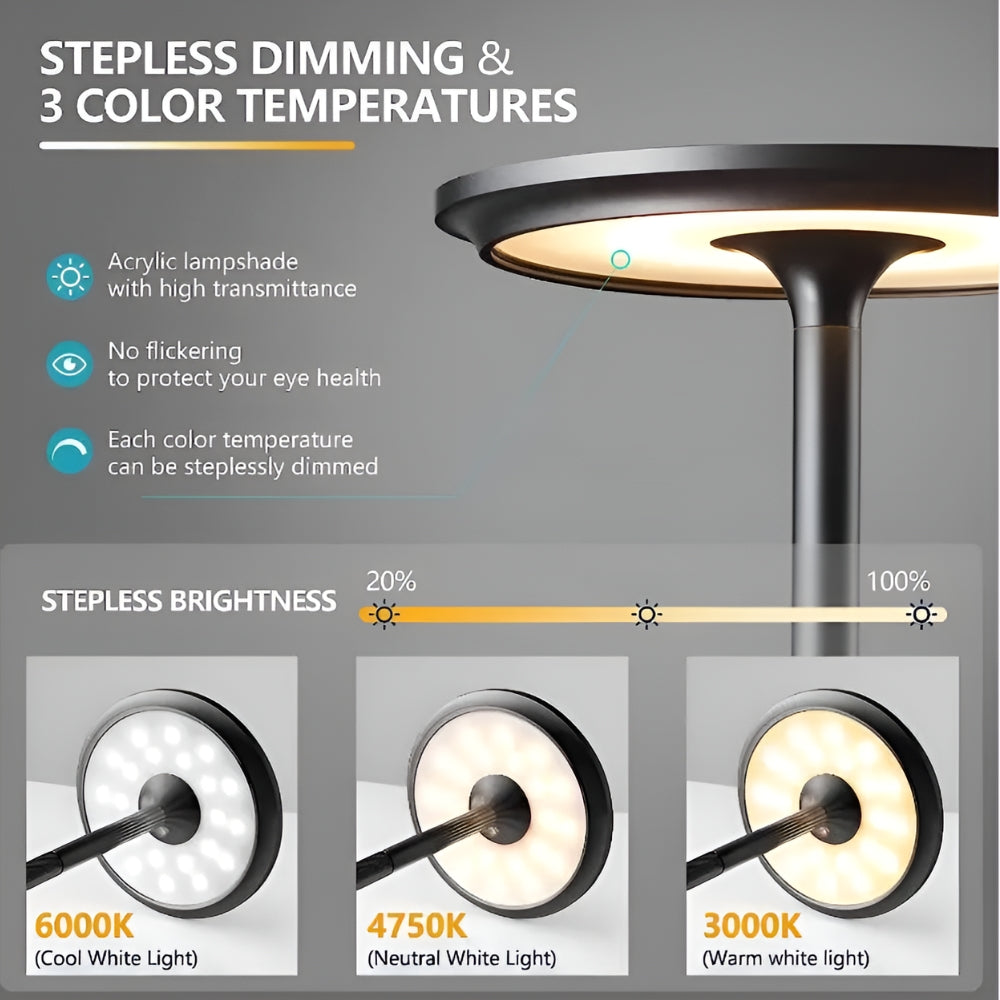 Lampe de bureau rechargeable LED Lunox avec commande tactile et luminosité réglable