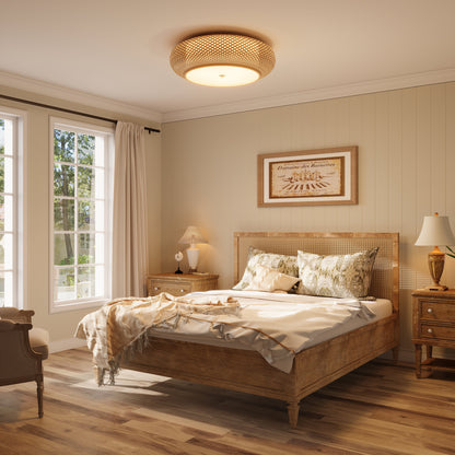 Lampe de plafond en bambou fabriquée à la main – Armatuur LED de style zen pour la décoration intérieure