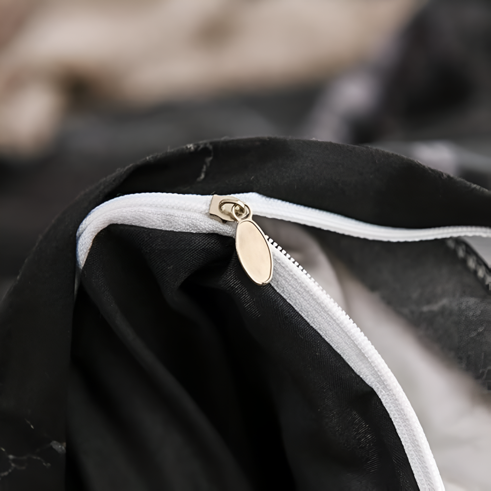 Parure de lit 3 pièces en marbre noir luxueux