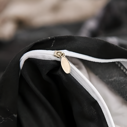 Parure de lit 3 pièces en marbre noir luxueux