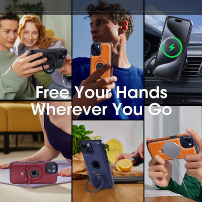 Étui magnétique en cuir pour iPhone avec support anneau - Élégant et résistant