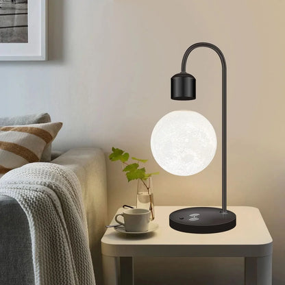 Lampe LED Lune Flottante avec Chargeur de Téléphone Sans Fil - Décoration Intérieure Unique