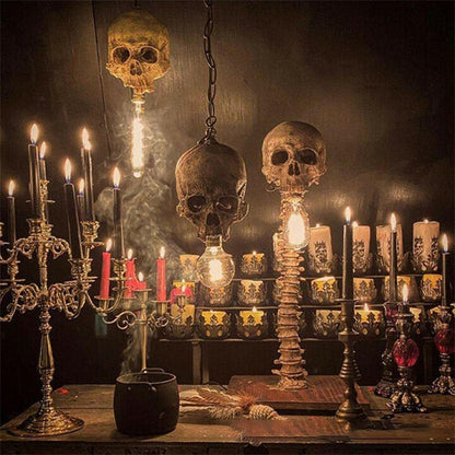 Lampe de chevet LED en forme de crâne et de colonne vertébrale - Décoration d'Halloween macabre