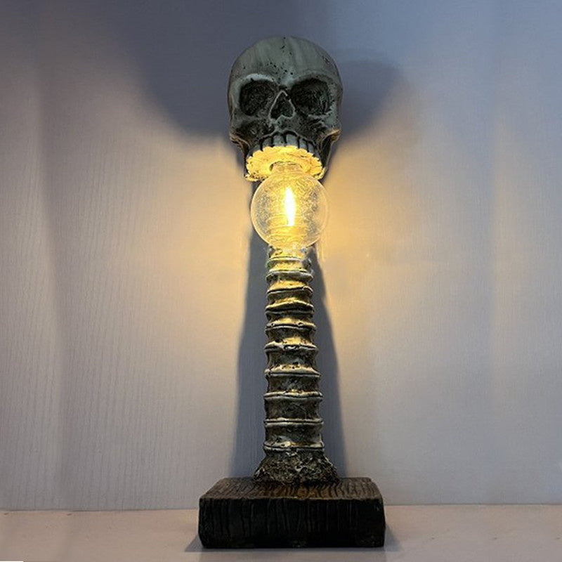 Lampe de chevet LED en forme de crâne et de colonne vertébrale - Décoration d'Halloween macabre
