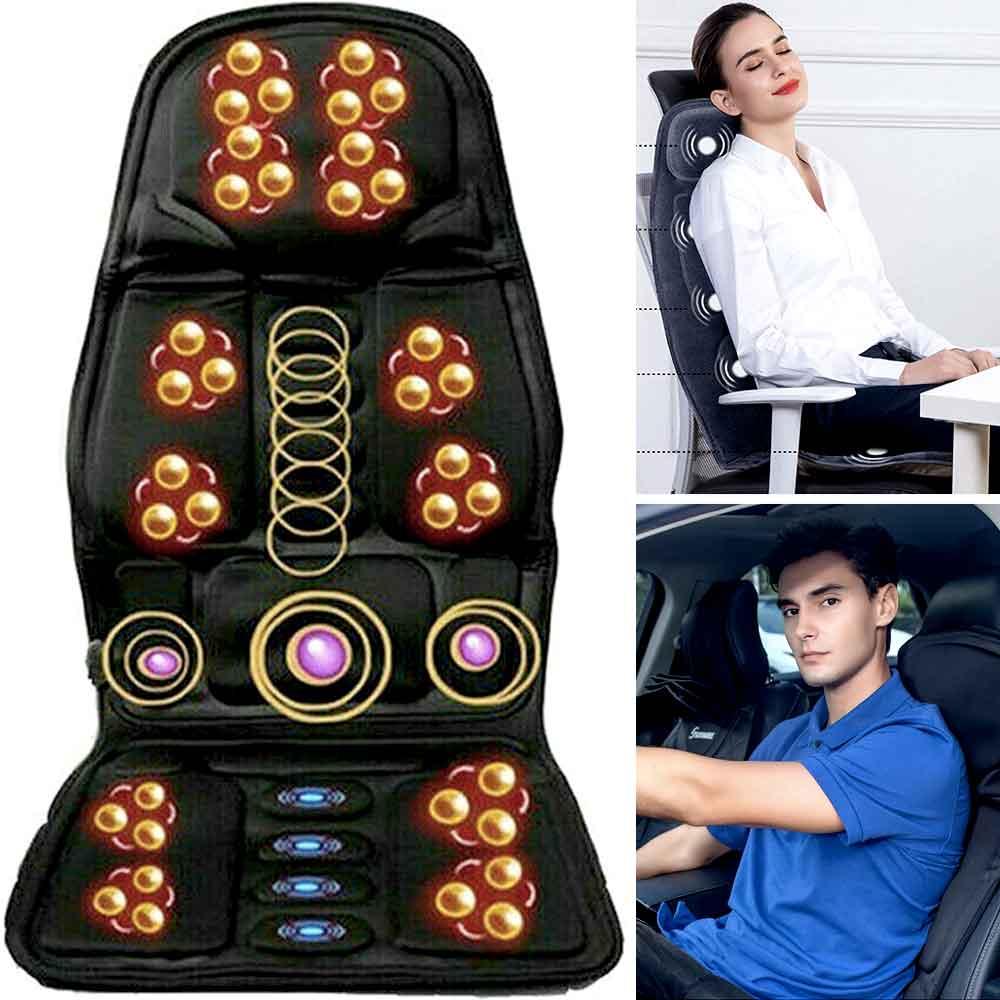 Ergonomische Massage-Sitzauflage | Shiatsu- & Vibrationsmassage für Nacken, Rücken & Oberschenkel | Zuschaltbare Wärmefunktion | Inkl. Auto-Adapter & Fernbedienung