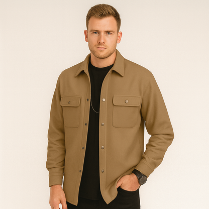 Surchemise Herren - Knopfverschluss - Brusttaschen - Shirtjacke - Herrenjacke