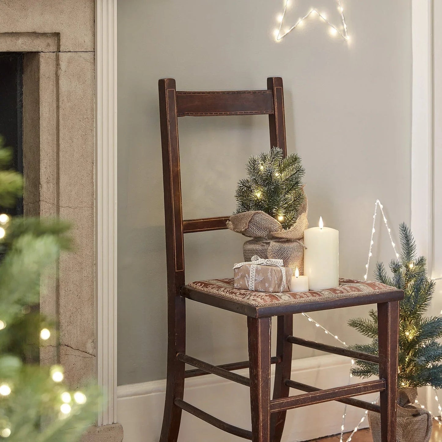 Mini bougies de Noël givrées - Éclairage LED - Tischdekoration