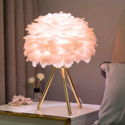 Lampe de table à plumes à intensité variable - Éclairage décoratif élégant pour la maison
