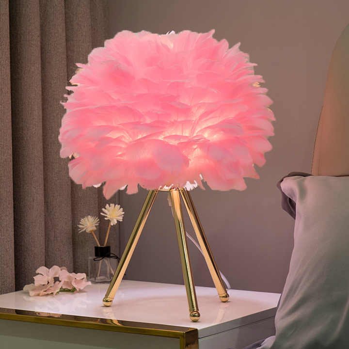 Lampe de table à plumes à intensité variable - Éclairage décoratif élégant pour la maison