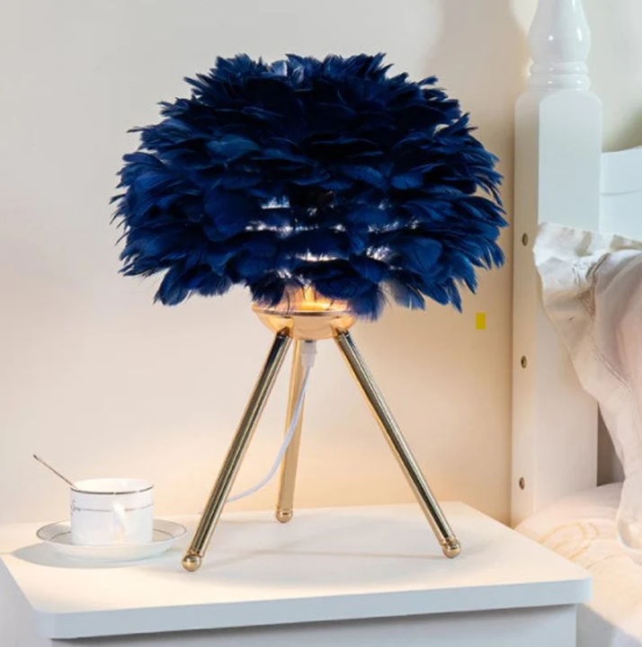 Lampe de table à plumes à intensité variable - Éclairage décoratif élégant pour la maison