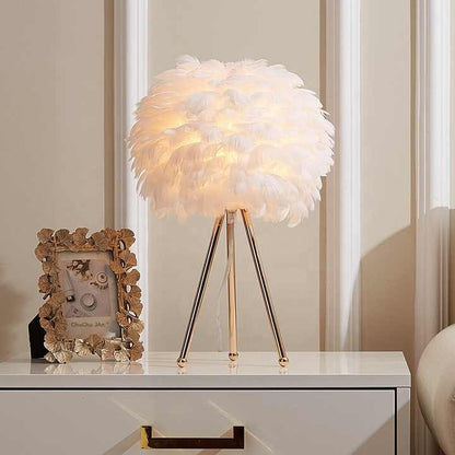 Lampe de table à plumes à intensité variable - Éclairage décoratif élégant pour la maison