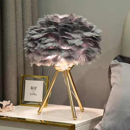 Lampe de table à plumes à intensité variable - Éclairage décoratif élégant pour la maison