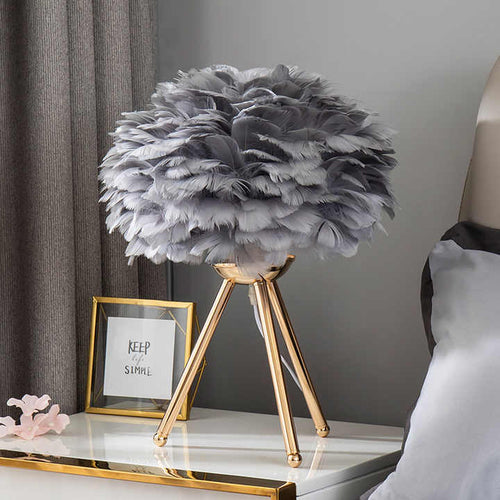 Lampe de table à plumes à intensité variable - Éclairage décoratif élégant pour la maison