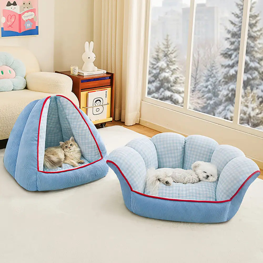 Cozy Semi-Enclosed Cave Dog Bed | Warm Pet Bed for Dogs & Cats
