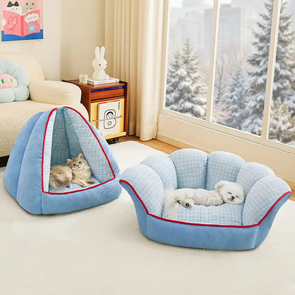 Cozy Semi-Enclosed Cave Dog Bed | Warm Pet Bed for Dogs & Cats