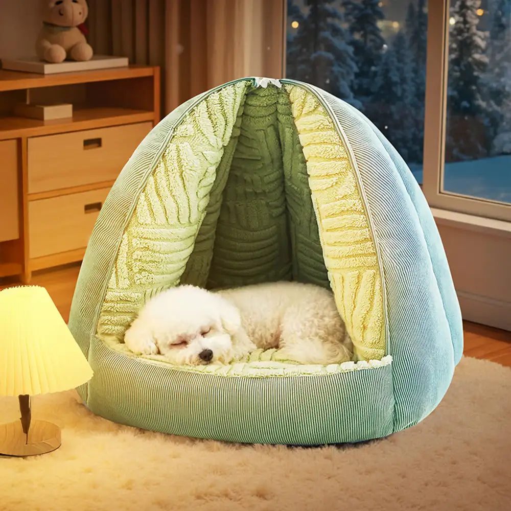 Cozy Semi-Enclosed Cave Dog Bed | Warm Pet Bed for Dogs & Cats