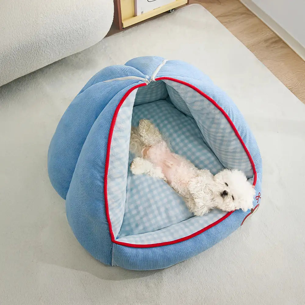 Cozy Semi-Enclosed Cave Dog Bed | Warm Pet Bed for Dogs & Cats