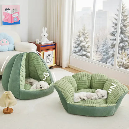 Cozy Semi-Enclosed Cave Dog Bed | Warm Pet Bed for Dogs & Cats