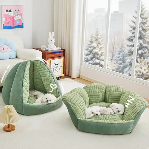 Cozy Semi-Enclosed Cave Dog Bed | Warm Pet Bed for Dogs & Cats