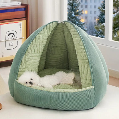 Cozy Semi-Enclosed Cave Dog Bed | Warm Pet Bed for Dogs & Cats