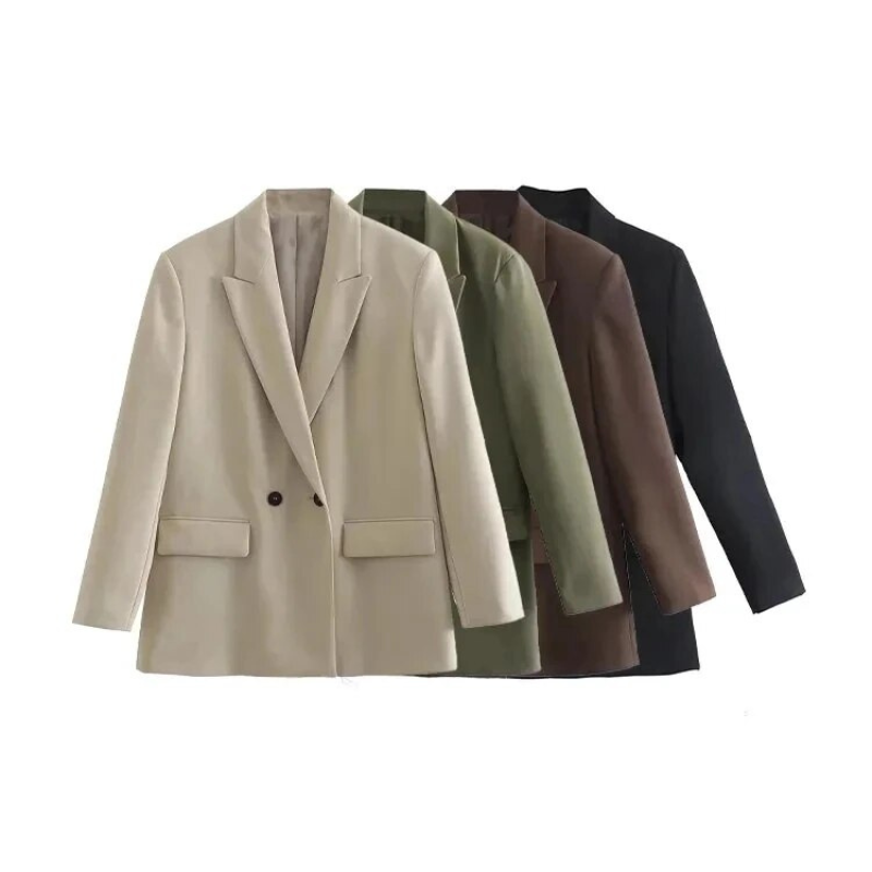 Manteau blazer surdimensionné pour femme | Longline Schnitt mit Doppelreiher-Design 