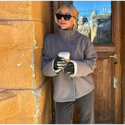 Women's Short Coat with Modern Button Front | Stylish Winter Jacket