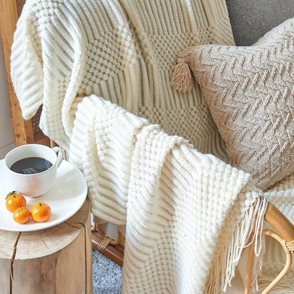 Cozy Weighted Knitted Throw Blanket for Sofa or Bed - Soft & Textured