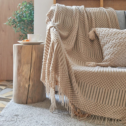 Cozy Weighted Knitted Throw Blanket for Sofa or Bed - Soft & Textured