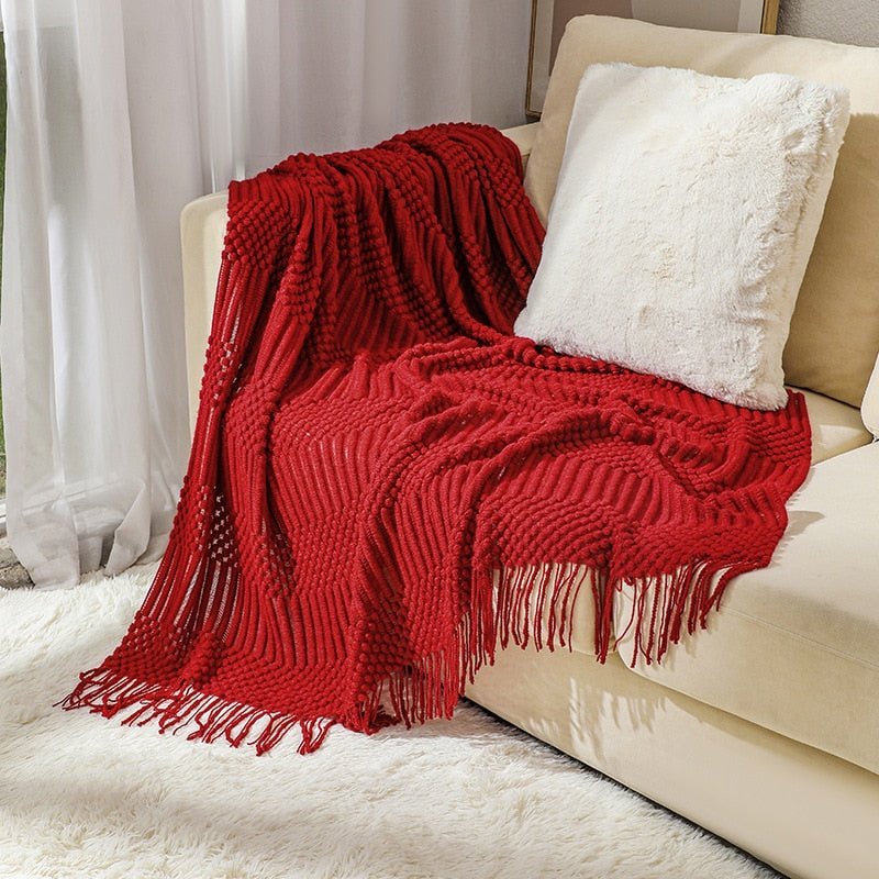 Cozy Weighted Knitted Throw Blanket for Sofa or Bed - Soft & Textured