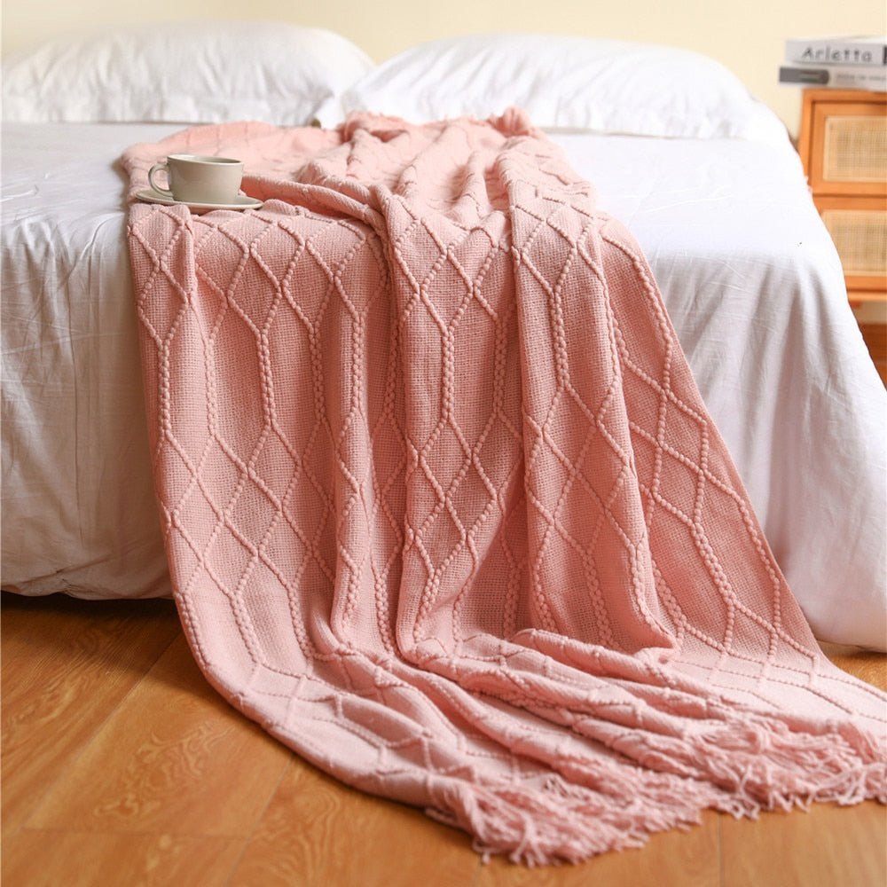 Cozy Weighted Knitted Throw Blanket for Sofa or Bed - Soft & Textured