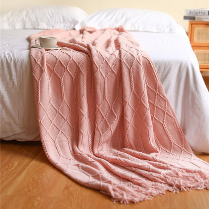 Cozy Weighted Knitted Throw Blanket for Sofa or Bed - Soft & Textured