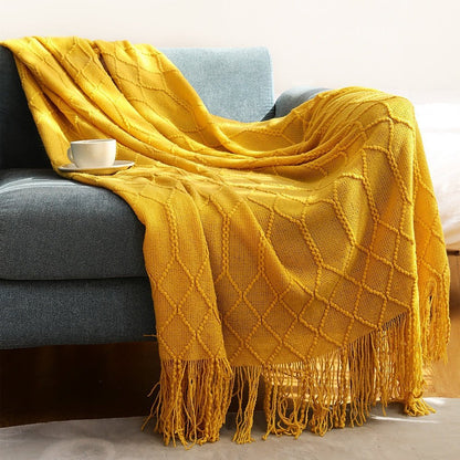 Cozy Weighted Knitted Throw Blanket for Sofa or Bed - Soft & Textured