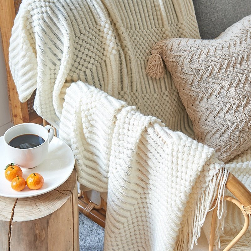 Cozy Weighted Knitted Throw Blanket for Sofa or Bed - Soft & Textured