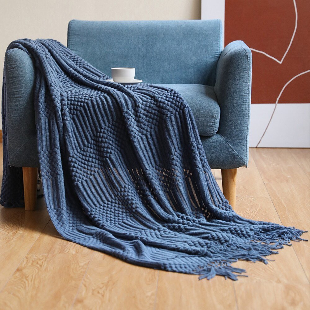 Cozy Weighted Knitted Throw Blanket for Sofa or Bed - Soft & Textured