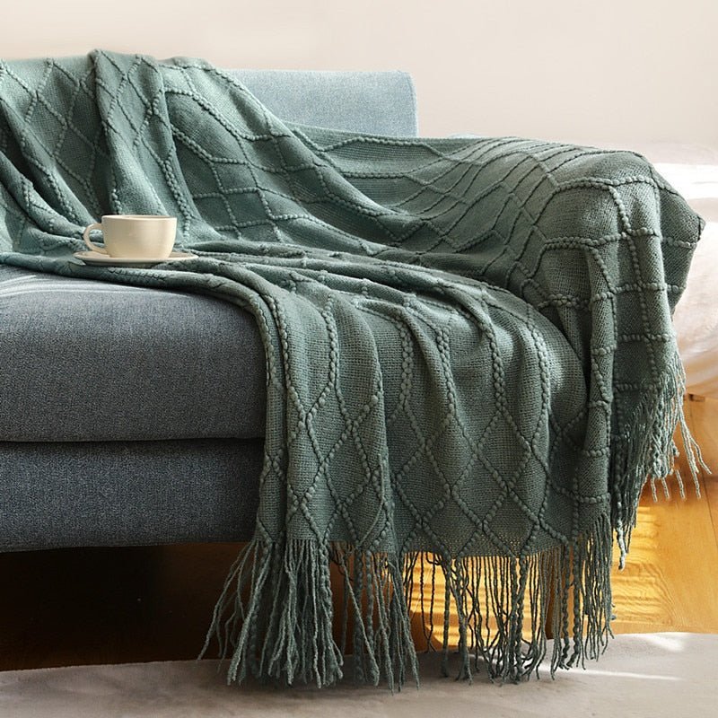Cozy Weighted Knitted Throw Blanket for Sofa or Bed - Soft & Textured