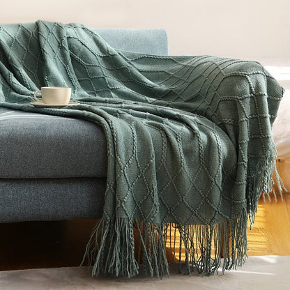 Cozy Weighted Knitted Throw Blanket for Sofa or Bed - Soft & Textured