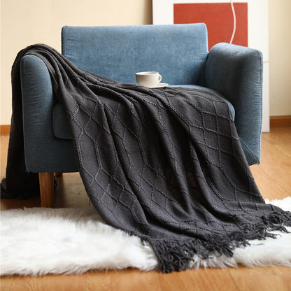 Cozy Weighted Knitted Throw Blanket for Sofa or Bed - Soft & Textured