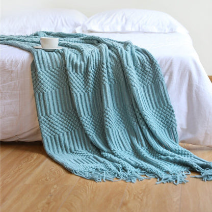Cozy Weighted Knitted Throw Blanket for Sofa or Bed - Soft & Textured