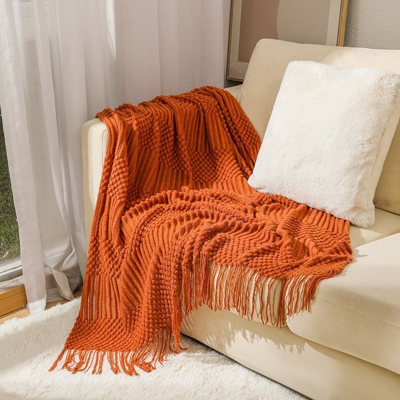 Cozy Weighted Knitted Throw Blanket for Sofa or Bed - Soft & Textured