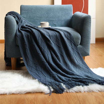 Cozy Weighted Knitted Throw Blanket for Sofa or Bed - Soft & Textured