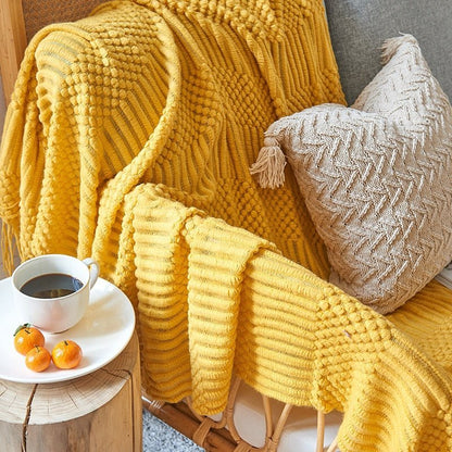 Cozy Weighted Knitted Throw Blanket for Sofa or Bed - Soft & Textured