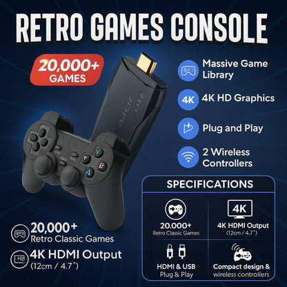 Console de jeux rétro avec 20 000 jeux classiques et sortie HDMI 4K