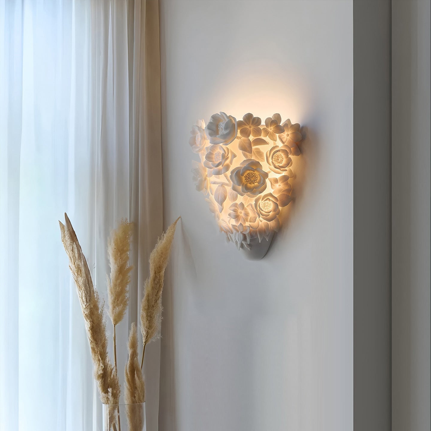 Keramische Blumen Wandleuchte