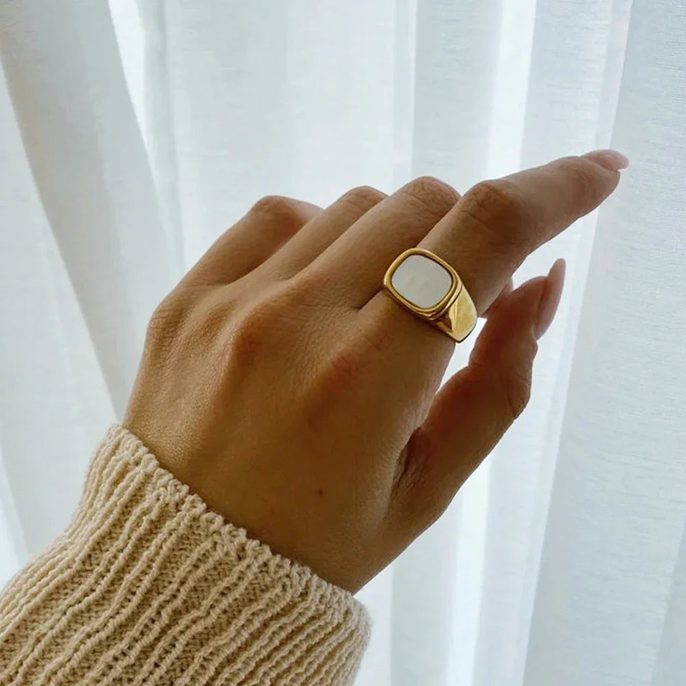 Lizzie - Square Shell Ring — bringing modern charm to your space.